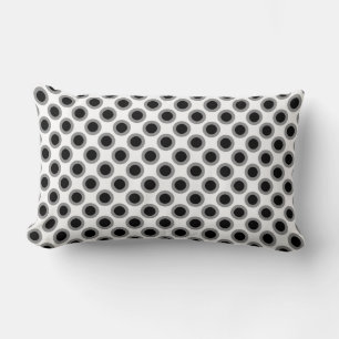 Almofada Lombar Pontos circundados retros, cinza, preto e branco