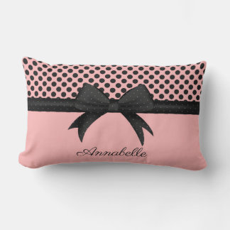 Almofada Lombar Pontos e Faixa Rosa Pretos