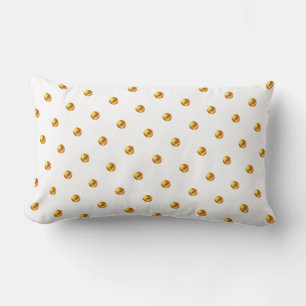 Almofada Lombar Pontos Polka Dourados em Branco