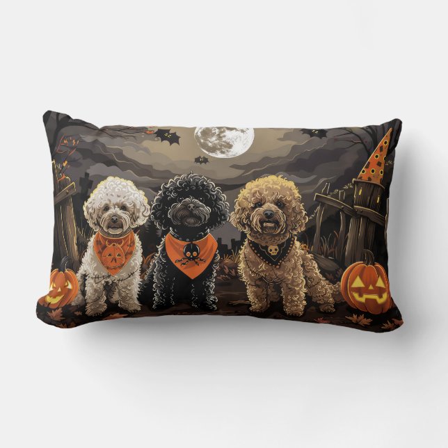 Almofada Lombar Poodle Halloween Spooky (Frente)
