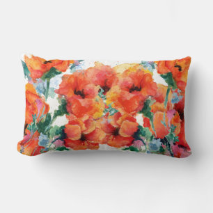 Almofada Lombar Poppies Cheias Vermelhas Três Artes Longas
