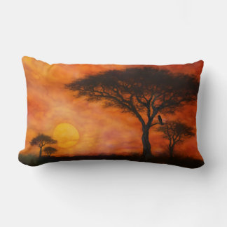 Almofada Lombar Pôr do sol africano no Serengheti - Arte com tinta
