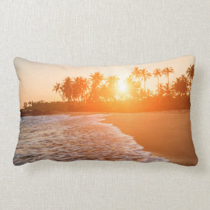 Almofada Lombar Por do sol na praia com palmas de coco Sri Lanka