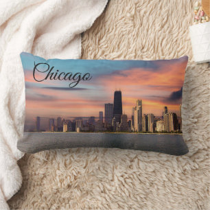 Almofada Lombar Pôr do sol profundo sobre Chicago