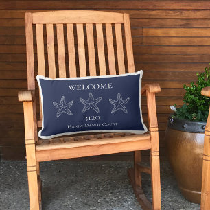Almofada Lombar Porta Marinho Náutica Azul Starfish, Branco Perso