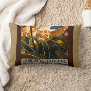 Almofada Lombar Poster de viagens italiano Riviera Europe Itália
