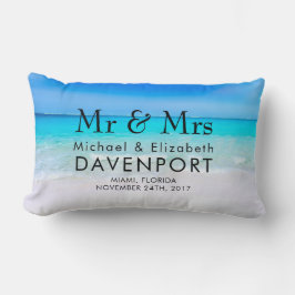 Almofada Lombar Praia tropical com Casamento de Mar Turquesa