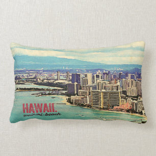 Almofada Lombar Praia velha retro de Waikiki da ilha de Havaí Oah