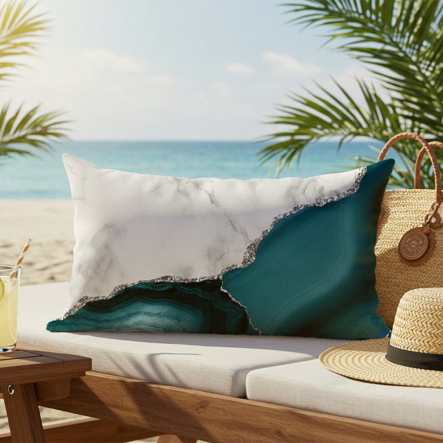 Almofada Lombar Prata-prata branca-mácula ao ar livre (Criador carregado)