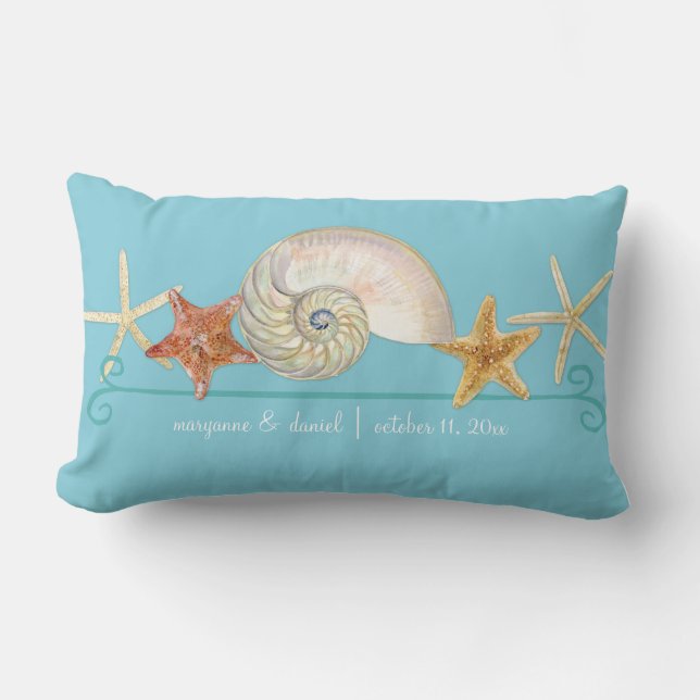 Almofada Lombar Prateleiras tropicais Starfish Nautilus Summer (Frente)