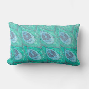 Almofada Lombar Prato De Pêssego Teal ~ Azul Azul Lite