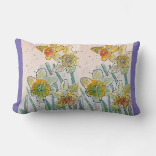 Almofada Lombar Prato floral de Flor de Água Amarelo