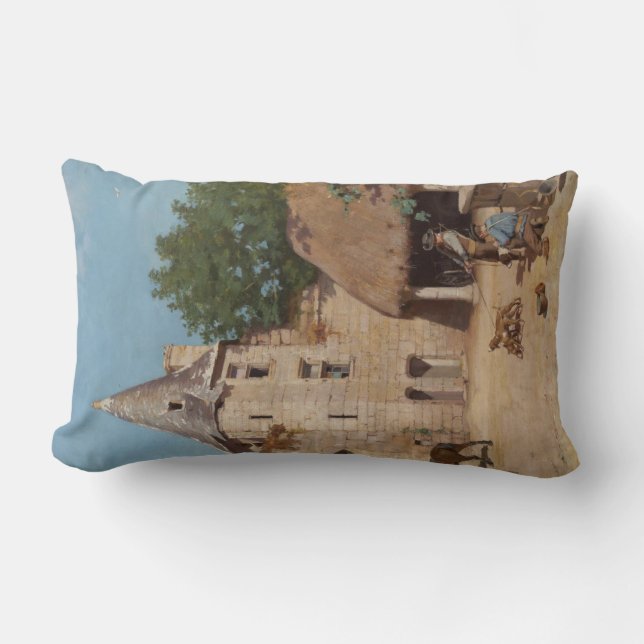 Almofada Lombar Preparando-se para a Caça Medieval (Frente)