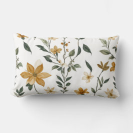 Almofada Lombar Preppy Boho Floral Vines e Travesseiro de Padrão P