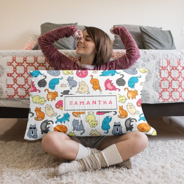 Almofada Lombar Presente personalizado para os amantes de Cat (Criador carregado)