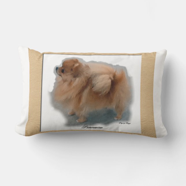 Almofada Lombar Presentes de Arte Pomeranianos (Frente)