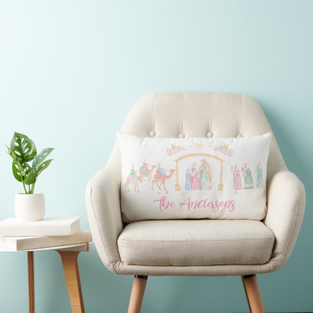 Almofada Lombar Presépio Personalizado em Pastel (Cadeira)
