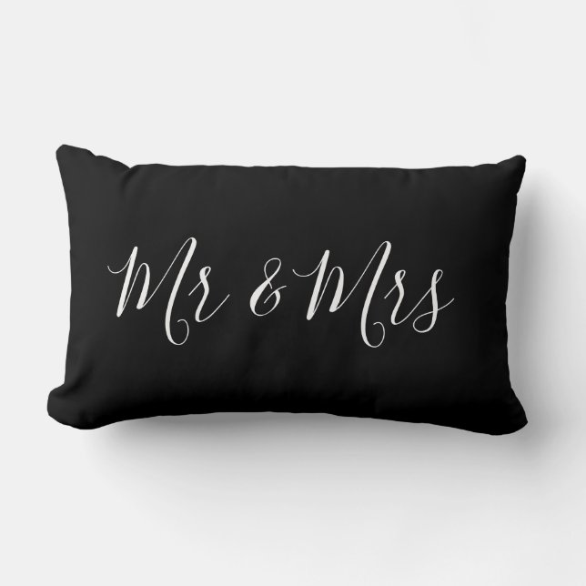 Almofada Lombar Preto e Branco, Sr. e Sra. Personalizada (Frente)