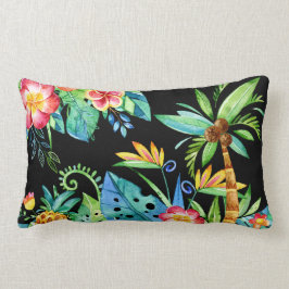 Almofada Lombar Preto floral tropical