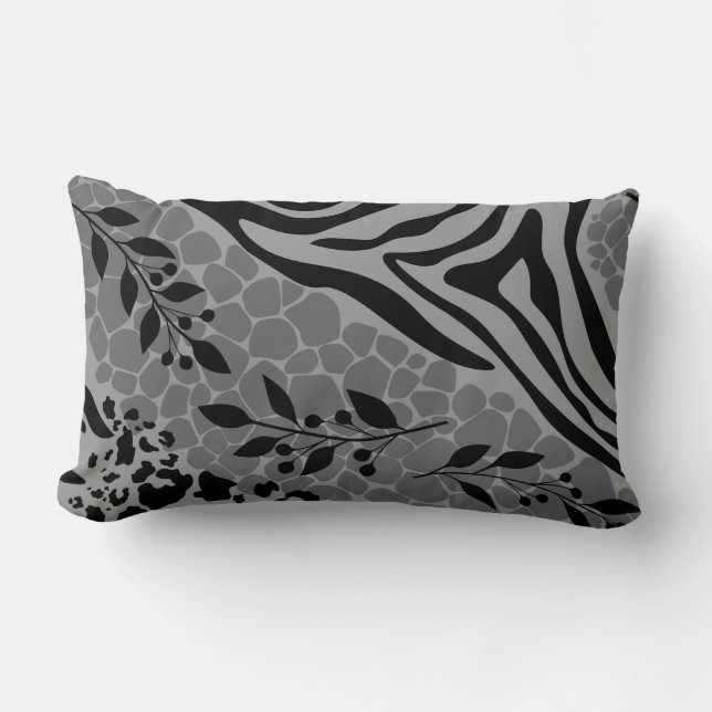 Almofada Lombar Preto-leopardo e prata (Frente)