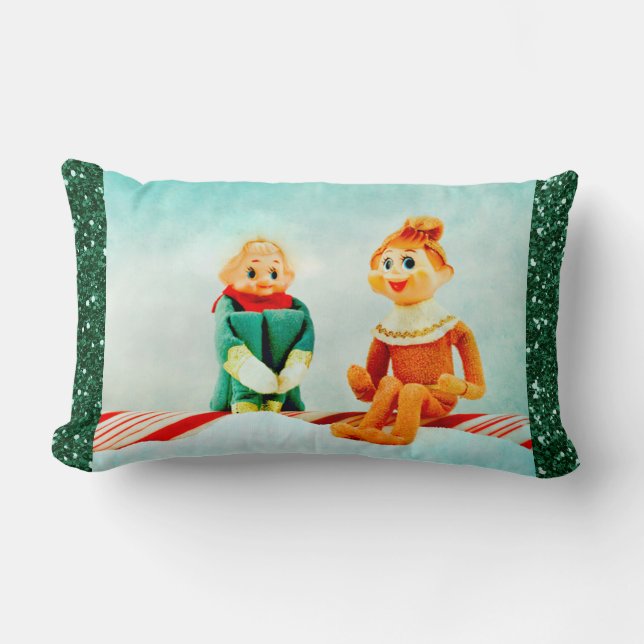 Almofada Lombar Primeiro Encontro do Elf de Natal com Quadro Glitt (Frente)