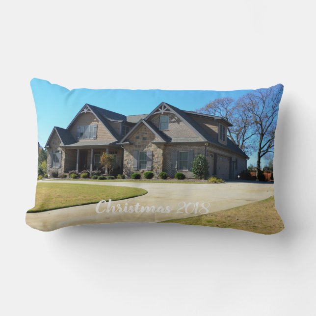 Almofada Lombar Primeiro Natal em nossa nova casa, travesseiro de  (Frente)