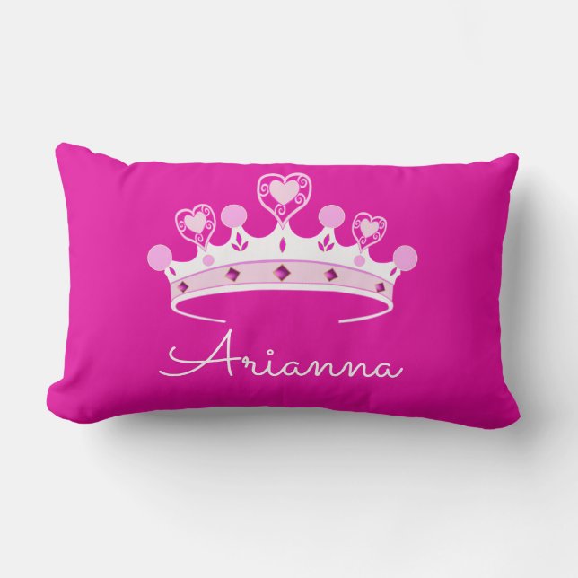 Almofada Lombar Princesa Coroa Costume Personalized do rosa quente (Frente)