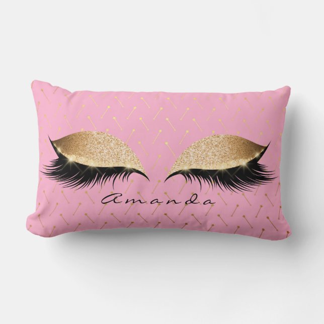 Almofada Lombar Princesa Glitter Black Makename Rosa Rosa Rosa (Frente)