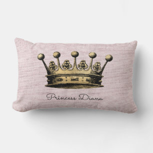 Almofada Lombar Princesa Nome Personalizado Vintage Dourado Decor 