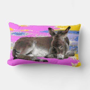 Almofada Lombar Psicélico do burro, rosa e amarelo