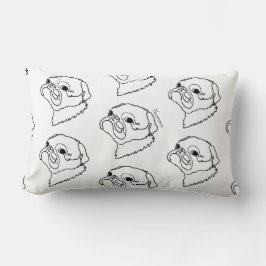 Almofada Lombar Pug de Arte de Linha Personalizável