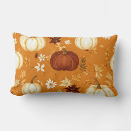 Almofada Lombar Pumpkin Castanho Floral outono e Padrões de Queda