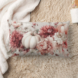 Almofada Lombar Pumpkins de outono e flores