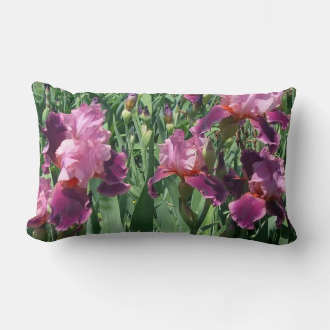 Almofada Lombar Purple Irises Primavera Floral (Frente)