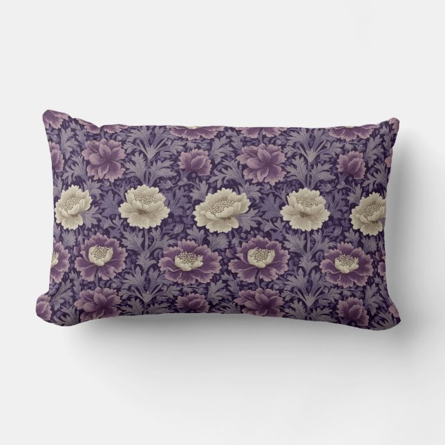 Almofada Lombar Purple William Morris Style Floral (Frente)