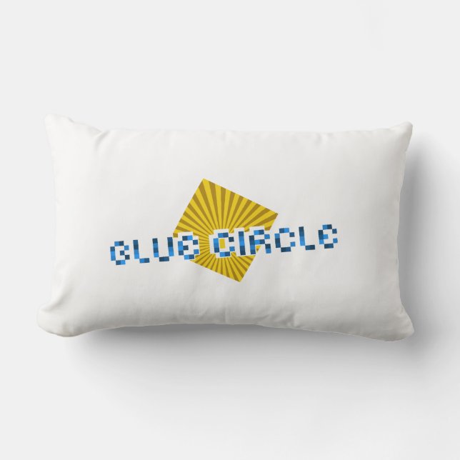 Almofada Lombar Quadrado Amarelo com Feixes e Texto de Pixel Opost (Frente)