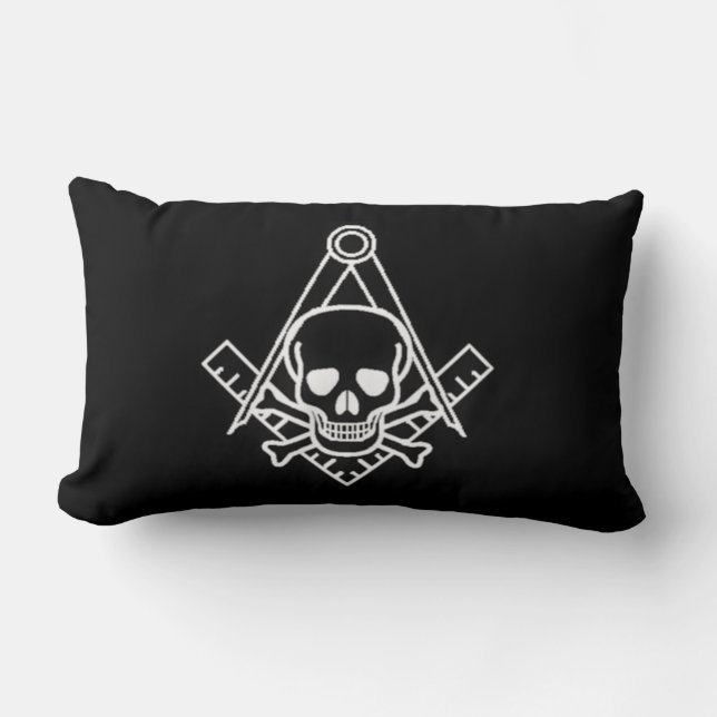 Almofada Lombar Quadrado e Compass com Caveira Indefinida (Frente)