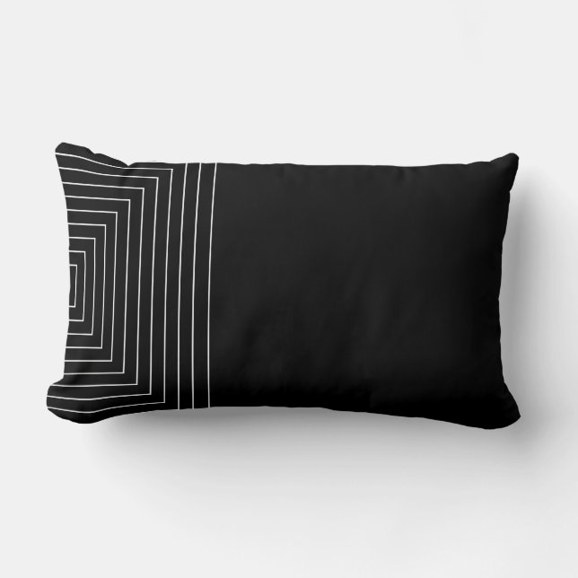 Almofada Lombar Quadrados aninhados brancos e pretos (Frente)