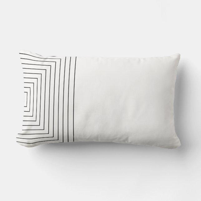 Almofada Lombar Quadrados aninhados brancos pretos (Frente)