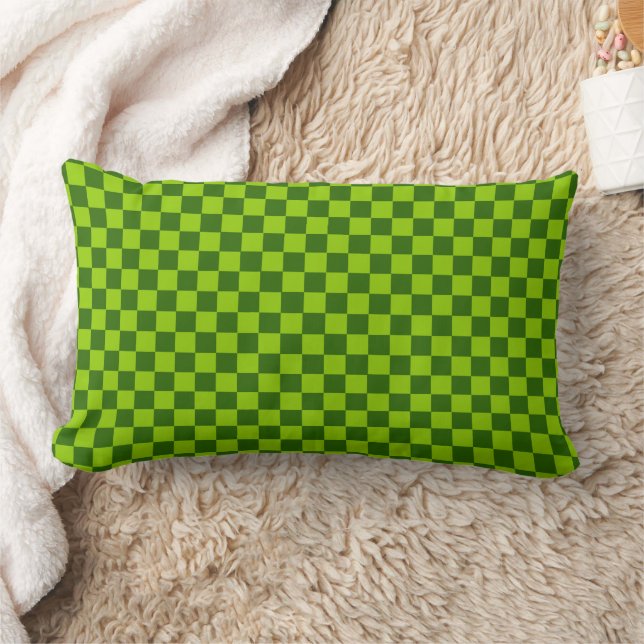 Almofada Lombar Quadro de Verificação Clássico de Combinação Verde (Cobertor)