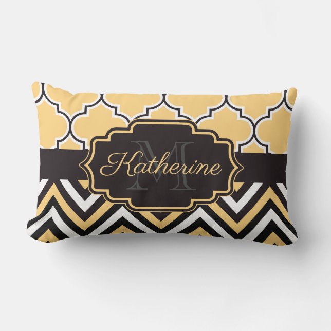 Almofada Lombar Quatrefoil Amarelo (Frente)