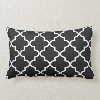 Almofada Lombar Quatrefoil Moderno de Preto e Branco de Marrocos