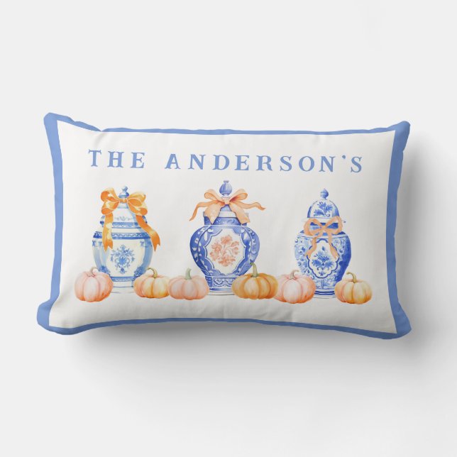 Almofada Lombar Queda Chumpkin Chinoiserie Ginger Jar (Frente)