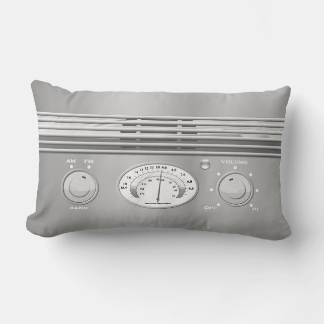 Almofada Lombar Rádio do vintage do cromo (Frente)