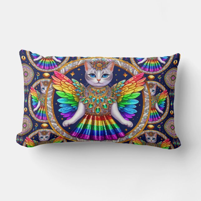 Almofada Lombar Rainbow Angel Cat (Frente)