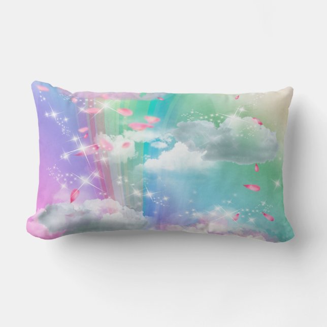 Almofada Lombar Rainbow fluffy Clouds Baby Girl (Frente)