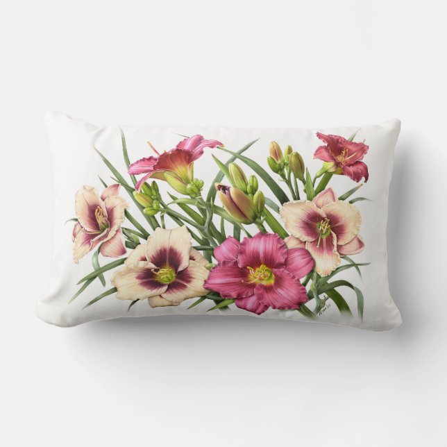 Almofada Lombar Ramos de Hemerocallis Rubies (Frente)