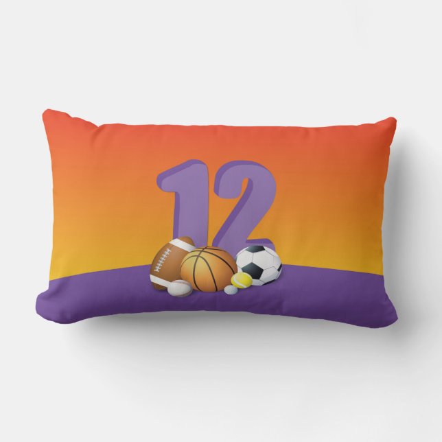 Almofada Lombar Rapariga 12 Birthday Sports Balls (Frente)