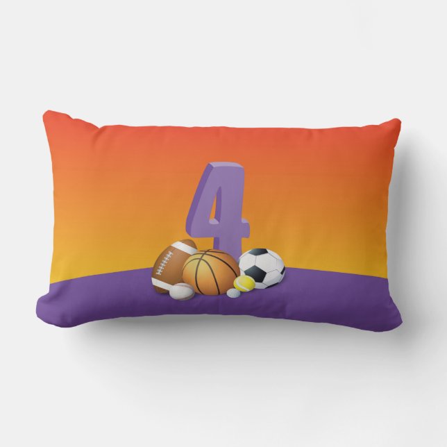 Almofada Lombar Rapariga 4 de aniversário de esportes (Frente)
