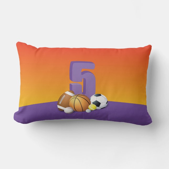 Almofada Lombar Rapariga 5 Birthday Sports Balls (Frente)
